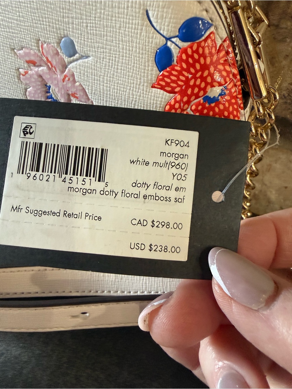 kate spade Cream Floral Dome Crossbody with Red & Pink Blooms - Picture 3 of 6